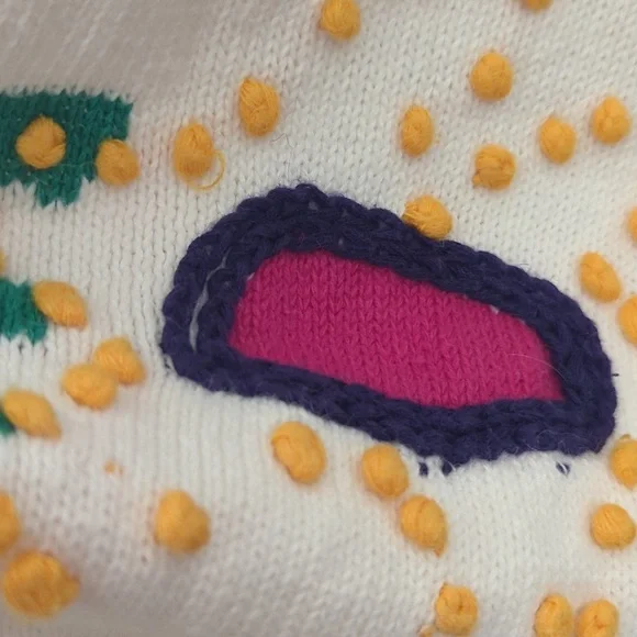 Vintage embroidered cable knit Cardigan tennis sweater 90s - Picture 6 of 9